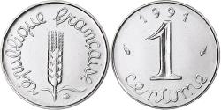 World Coins - France, Centime, Épi, 1991, Monnaie de Paris, BU, Stainless Steel,