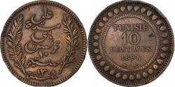 World Coins - Tunisia, Ali III, 10 Centimes, AH 1308/1891, Paris, Copper,