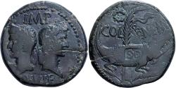 Ancient Coins - Roman Empire, Augustus & Agrippa, As, 9-3 BC, Nemausus, Bronze,