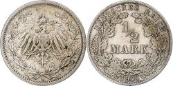 World Coins - GERMANY - EMPIRE, Wilhelm II, 1/2 Mark, 1907, Berlin, Silver, , KM:17