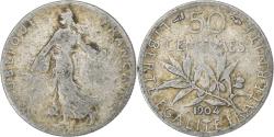 World Coins - France, 50 Centimes, Semeuse, 1904, Paris, Silver, , KM:854