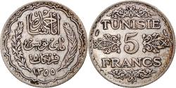 World Coins - Coin, Tunisia, Ahmad Pasha Bey, 5 Francs, 1936/AH1355, Paris, , Silver