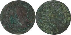 World Coins - France, Louis XIII, Double Tournois, 1643, La Rochelle, Copper,