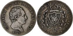 World Coins - Kingdom of Sardinia, Carlo Felice, 5 Lire, 1824, Turin, Silver