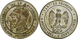 World Coins - France, Monnaie satirique, Napoléon III, 1870, Silvered Brass, Bataille de