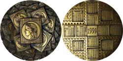 World Coins - France, Medal, Médaille de Table Calendrier, Timbres Poste, 1999, Gendis