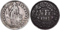 World Coins - Switzerland, 1/2 Franc, 1942, Bern, Silver, , KM:23