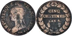 World Coins - Coin, France, Dupré, 5 Centimes, AN 8/5, Strasbourg, , Bronze