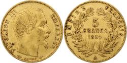 World Coins - France, Napoleon III, 5 Francs, 1854, Paris, tranche lisse, Gold,