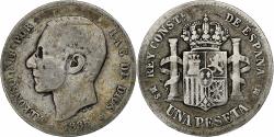 World Coins - Spain, Alfonso XII, Peseta, 1885, Madrid, Silver, , KM:686