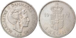 World Coins - Coin, Denmark, Margrethe II, Krone, 1977, Copenhagen, , Copper-nickel