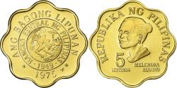 World Coins - Philippines, 5 Sentimos, 1975, Franklin Mint, Proof, Copper-nickel,