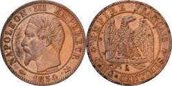 World Coins - France, Napoleon III, 5 Centimes, 1854, Paris, Main, Bronze,