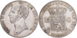 World Coins - Netherlands, Willem II, 2-1/2 Gulden, 1845, Utrecht, Silver,