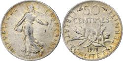 World Coins - France, 50 Centimes, Semeuse, 1913, Paris, Silver, , Gadoury:420