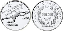 World Coins - Turkey, 750000 Lira, World Cup France 1998, 1996, Proof, Silver,