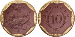 World Coins - Weimar Republic, Federal state of Saxony, 10 Mark, 1921, Gilded,