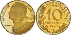 World Coins - Coin, France, Marianne, 10 Centimes, 1998, Paris, Proof,