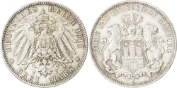 World Coins - GERMAN STATES, 3 Mark, 1911, Hamburg, KM #620, , Silver, 33, 16.65