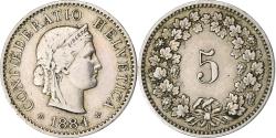 World Coins - Switzerland, 5 Rappen, Libertas, 1884, Bern, Copper-nickel, , KM:26