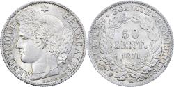 World Coins - France, 50 Centimes, Cérès, 1871, Bordeaux, Silver, , Gadoury:419