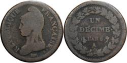 World Coins - France, 1 Décime, Dupré, AN 5, Paris, Copper, , Gadoury:187