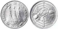 World Coins - Coin, San Marino, Lira, 1975, Rome, FDC, , Aluminum, KM:40