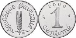 World Coins - France, 1 Centime, Épi, 2000, Paris, Série BE / Proof, Stainless Steel