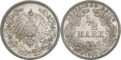 World Coins - GERMANY - EMPIRE, 1/2 Mark, 1905, Stuttgart, Silver, , KM:17