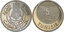 World Coins - Coin, Tunisia, Muhammad al-Amin Bey, 5 Francs, 1954, Paris,