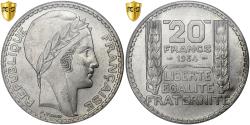 World Coins - France, 20 Francs, Turin, 1934, Paris, Silver, PCGS, MS(63), Le Franc:F.400