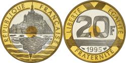 World Coins - Coin, France, Mont Saint Michel, 20 Francs, 1995, Paris, Proof,