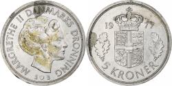 World Coins - Denmark, Margrethe II, 5 Kroner, 1977, Copenhagen, Copper-nickel,