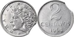 World Coins - Coin, Brazil, 2 Centavos, 1969, error clipped planchet, , Stainless