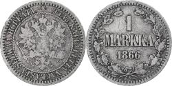 World Coins - Finland, Alexander II, Markka, 1866, Helsinki, , Silver, KM:3.1