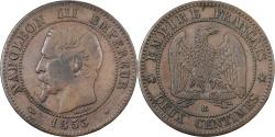 World Coins - France, Napoleon III, 2 Centimes, 1853, Strasbourg, Bronze,