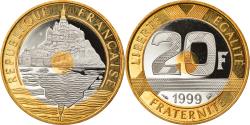 World Coins - Coin, France, Mont Saint Michel, 20 Francs, 1999, Paris, Proof,