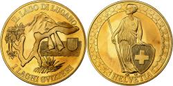 World Coins - Switzerland, Medal, Il Lago di Lugano, I Laghi Svizzeri, Copper-Nickel Gilt