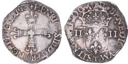 World Coins - Coin, France, Henri III, 1/4 Ecu croix de face, 1590, Nantes, Rare,