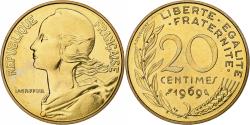 World Coins - France, 20 Centimes, Marianne, 1969, Paris, Aluminum-Bronze,