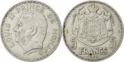 World Coins - Coin, Monaco, Louis II, 5 Francs, 1945, Poissy, , Aluminum, KM:122