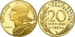 World Coins - Coin, France, Marianne, 20 Centimes, 1995, Paris, Proof,