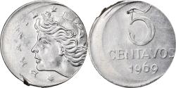 World Coins - Coin, Brazil, 5 Centavos, 1969, error off center strike, , Stainless