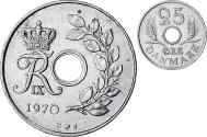 World Coins - Denmark, 25 Öre, 1970