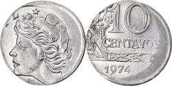 World Coins - Coin, Brazil, 10 Centavos, 1974, planchet error, , Stainless Steel