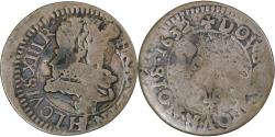 World Coins - France, Louis XIII, Double Tournois, 1632, La Rochelle, Copper,