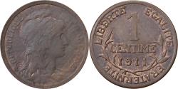 World Coins - France, 1 Centime, Daniel-Dupuis, 1911, Paris, Bronze,