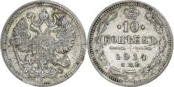 World Coins - Russia, Nicholas II, 10 Kopeks, 1914, Saint Petersburg, Silver,