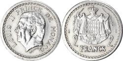 World Coins - Coin, Monaco, Louis II, 2 Francs, 1943, , Aluminum, KM:121, Gadoury:MC