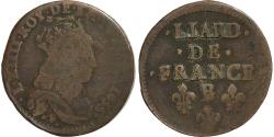 World Coins - France, Louis XIV, Liard, 1655, Pont-de-l'Arche, Copper, , Gadoury:80
